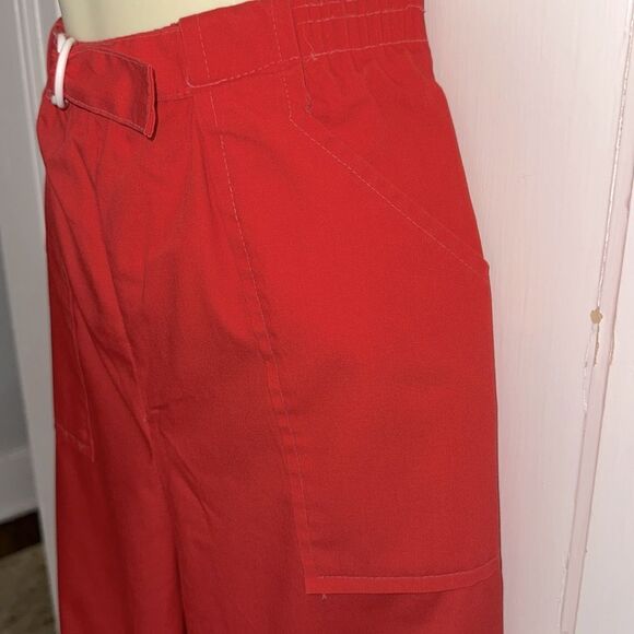 Vintage 70s Take 1 Red Polyester/Cotton Pull on Pants with Front Pockets - Picture 3 of 12